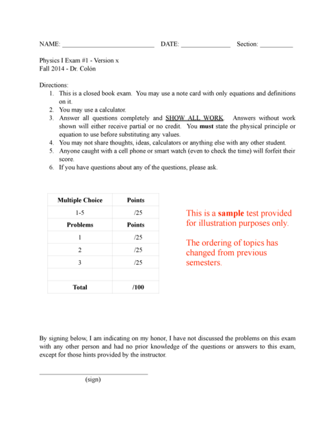 Sample Exam slides