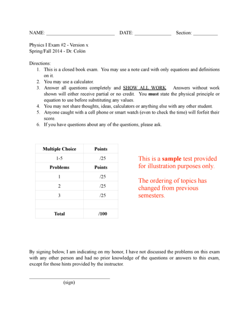 Sample Exam slides