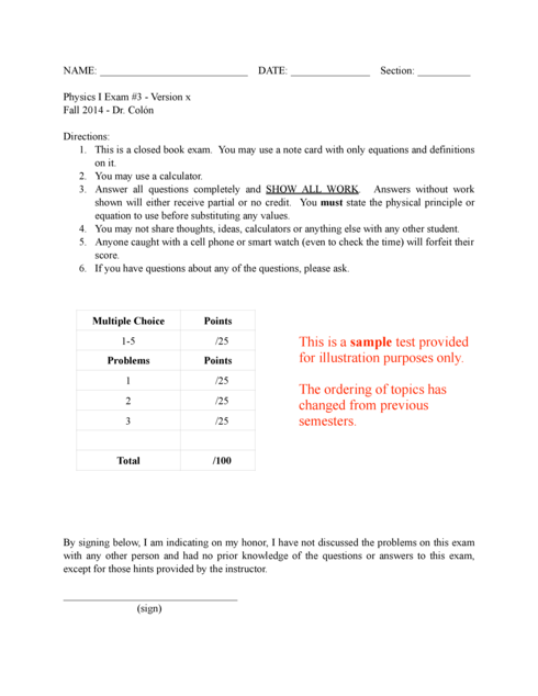 Sample Exam slides